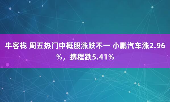 牛客栈 周五热门中概股涨跌不一 小鹏汽车涨2.96%，携程跌5.41%